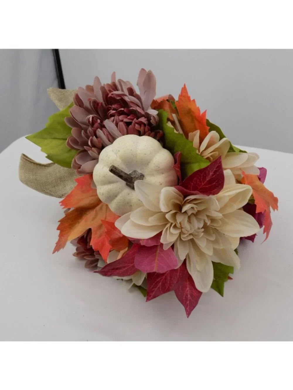 Graveyard Memorial Fall Flowers Medium Cone Remembrance Burgundy Cream Pumpkin
